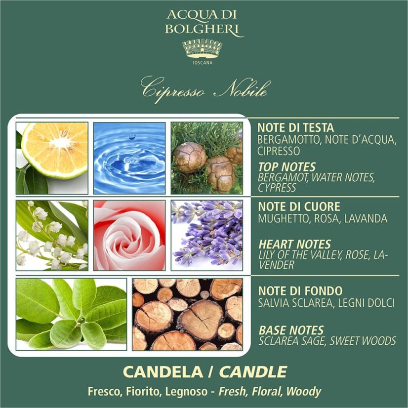 Sójová vonná svíčka Cipresso Nobile 200 g – složení vůně
