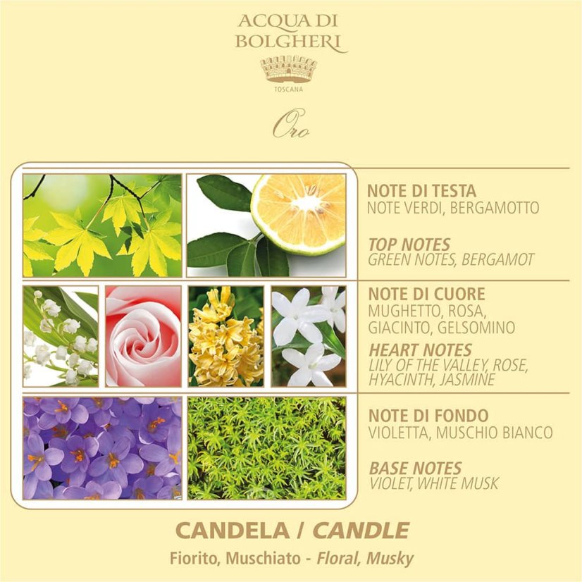 Sójová vonná svíčka Oro 200 g – složení vůně