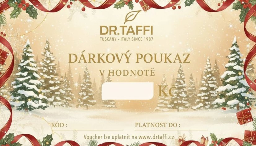 Elektronický vánoční dárkový poukaz Dr. Taffi Elektronický vánoční dárkový poukaz Dr. Taffi